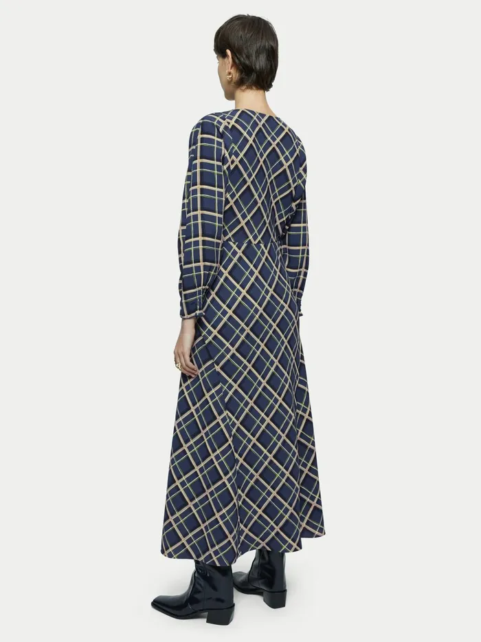 Jigsaw Dresses and Jumpsuits Women Painted Check Midi Dress Blue