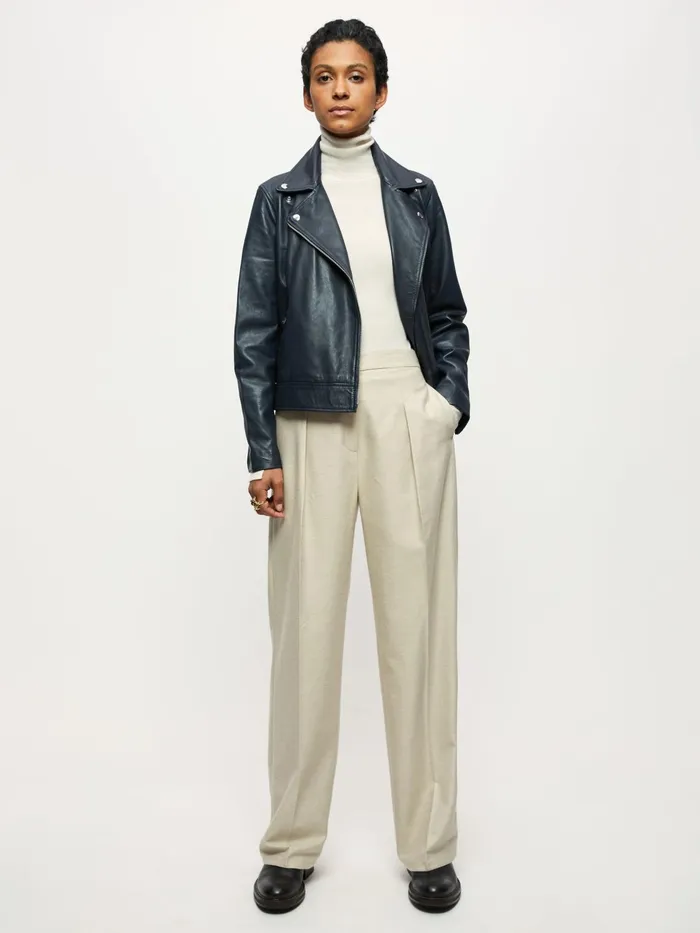 Jigsaw Jackets Women Bleeker Leather Biker Blue