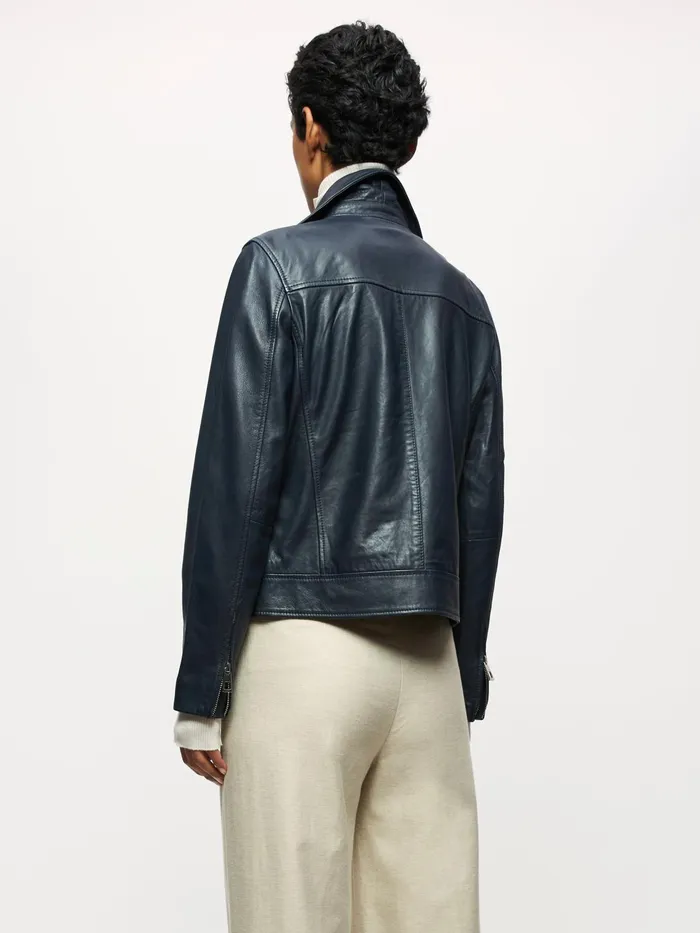 Jigsaw Jackets Women Bleeker Leather Biker Blue