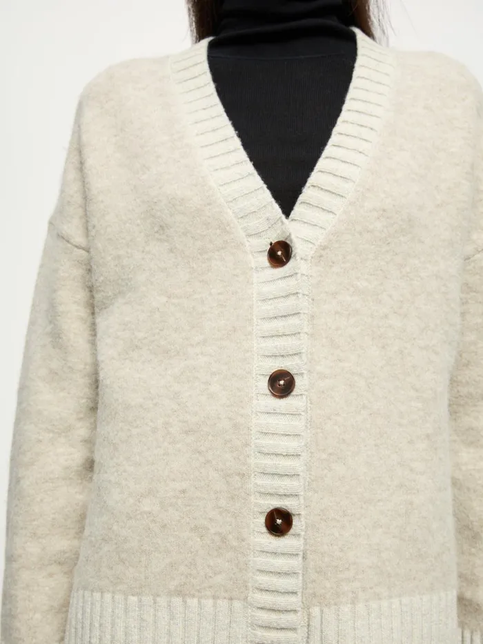 Jigsaw Knitwear and Cashmere Women Knitted Boucle Cardigan Cream