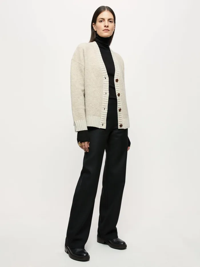Jigsaw Knitwear and Cashmere Women Knitted Boucle Cardigan Cream
