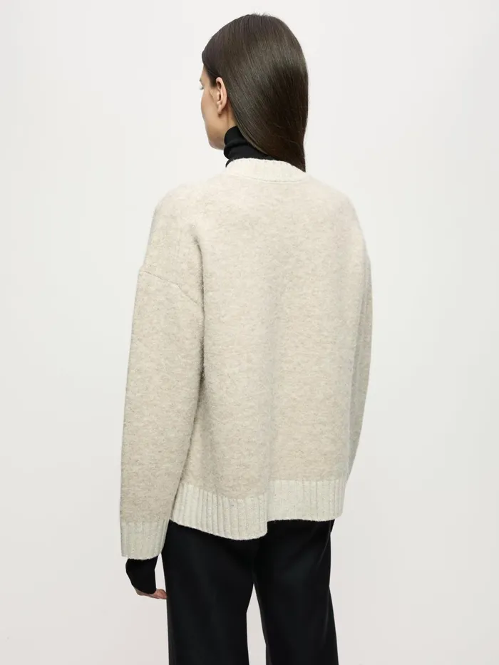 Jigsaw Knitwear and Cashmere Women Knitted Boucle Cardigan Cream