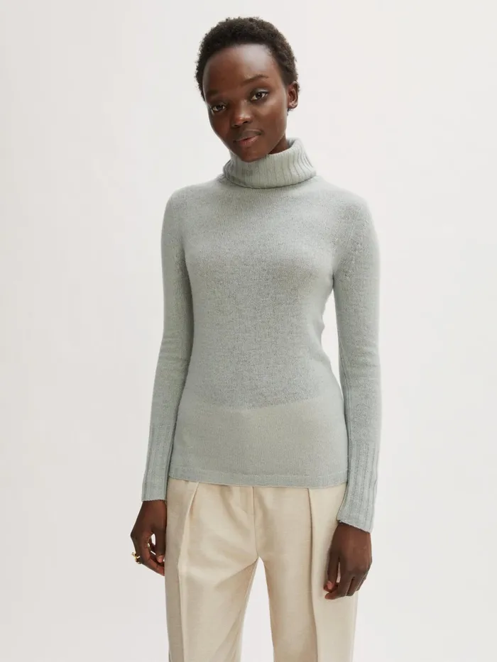 Jigsaw Knitwear and Cashmere Women Merino Cashmere Roll Neck Green
