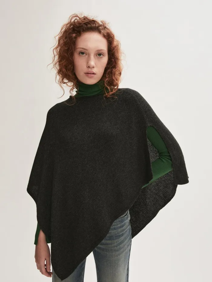 Jigsaw Knitwear and Cashmere Women Open Poncho Wool Cashmere Grey