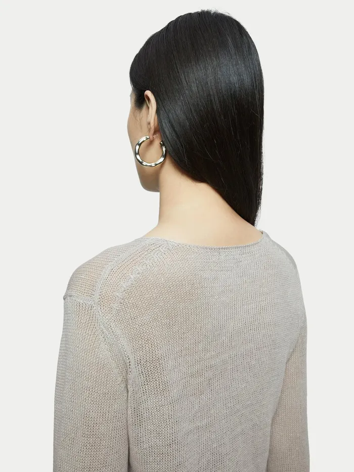 Jigsaw Knitwear and Cashmere Women Pure Linen Crew Neck Jumper Cream