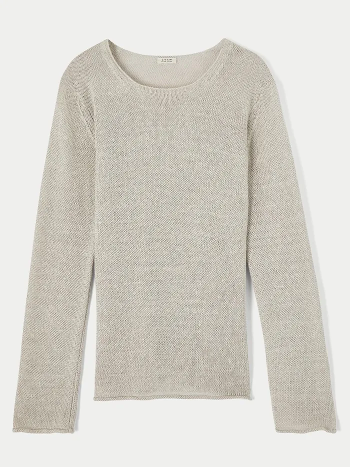 Jigsaw Knitwear and Cashmere Women Pure Linen Crew Neck Jumper Cream