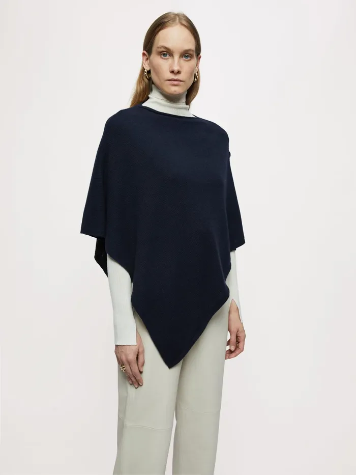 Jigsaw Ponchos and Scarves Women Open Poncho Wool Cashmere Blue