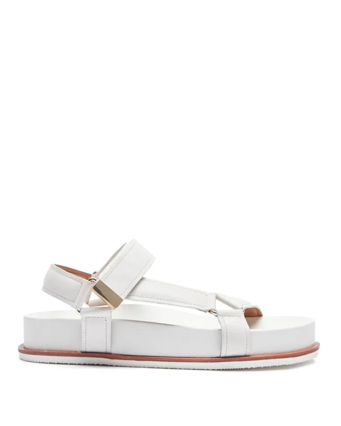 Jigsaw Shoes and Sandals Women Ava Leather Footbed Sandal White