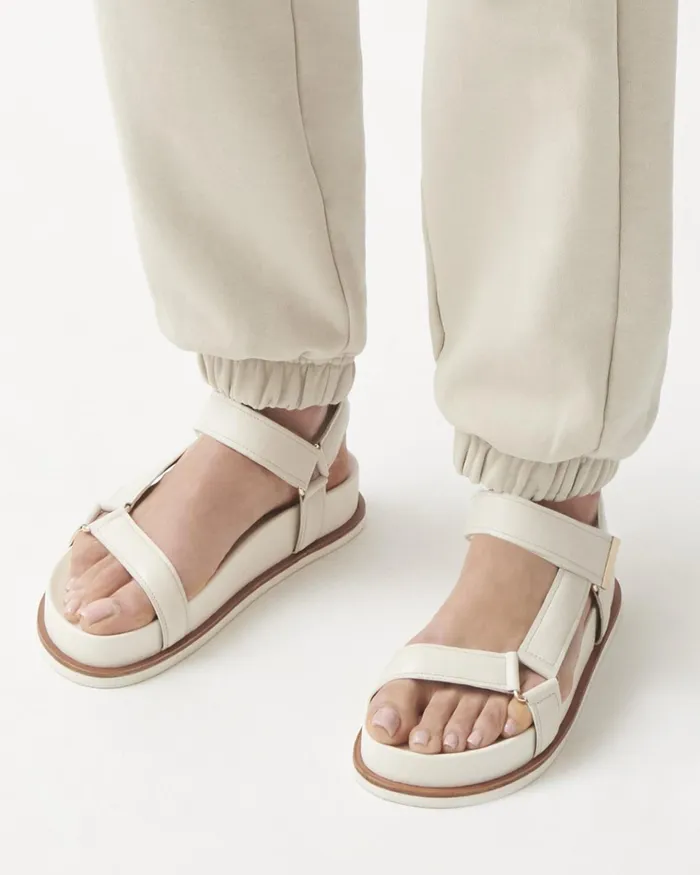 Jigsaw Shoes and Sandals Women Ava Leather Footbed Sandal White