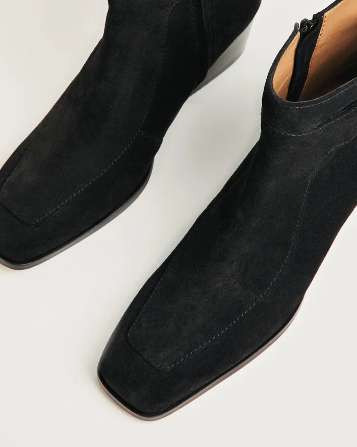 Jigsaw Shoes and Sandals Women Daria Suede Buckle Heel Boot Black