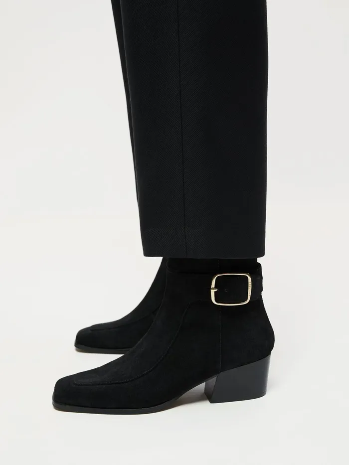 Jigsaw Shoes and Sandals Women Daria Suede Buckle Heel Boot Black