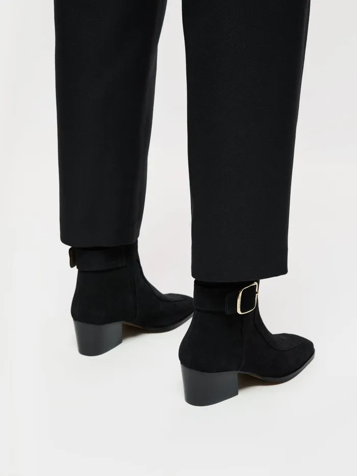 Jigsaw Shoes and Sandals Women Daria Suede Buckle Heel Boot Black