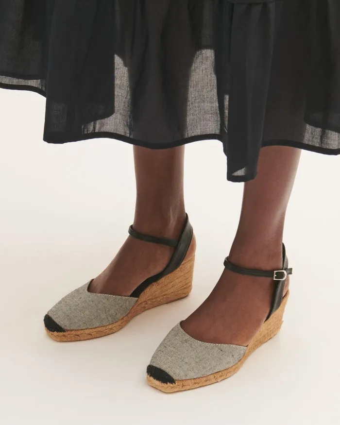 Jigsaw Shoes and Sandals Women Mela Canvas Wedge Espadrille Black