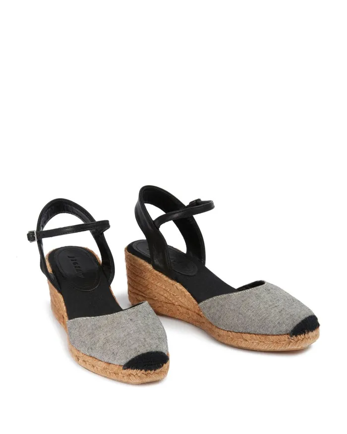 Jigsaw Shoes and Sandals Women Mela Canvas Wedge Espadrille Black