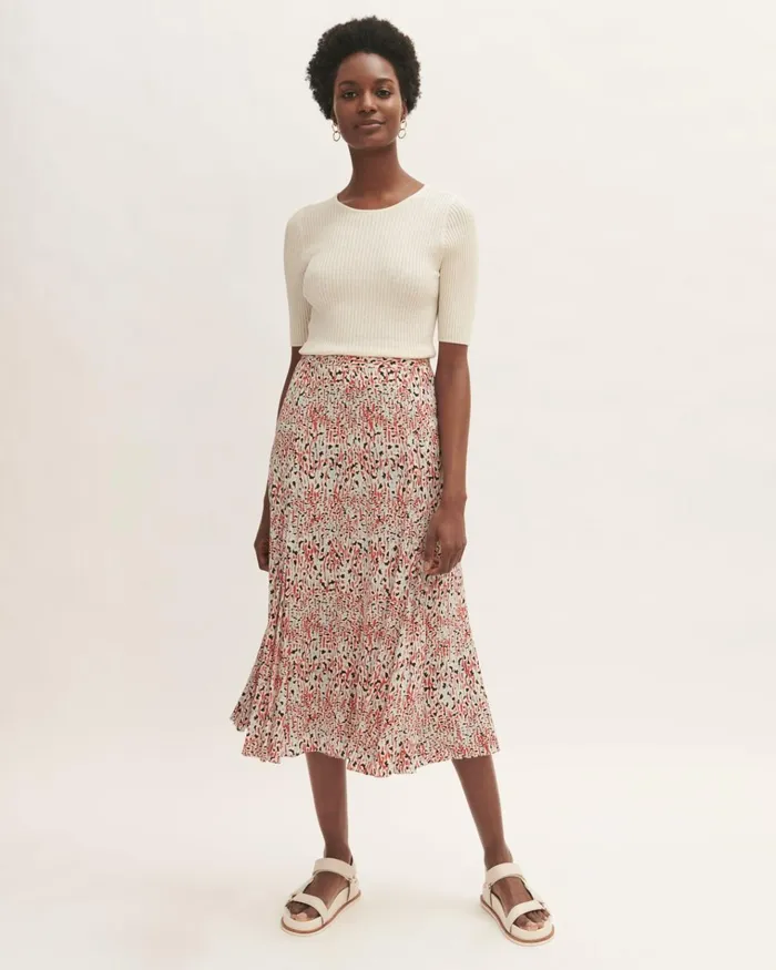 Jigsaw Skirts Women Leopard Meadow Midi Skirt Red