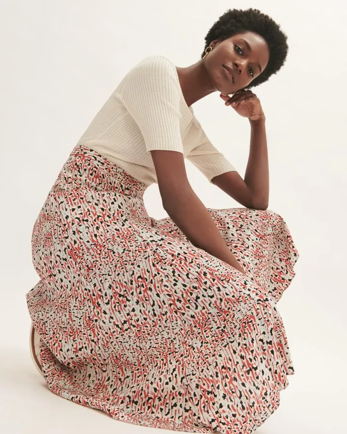 Jigsaw Skirts Women Leopard Meadow Midi Skirt Red