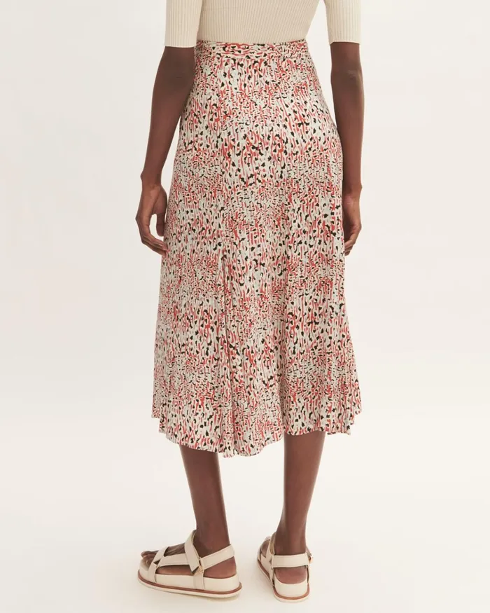 Jigsaw Skirts Women Leopard Meadow Midi Skirt Red