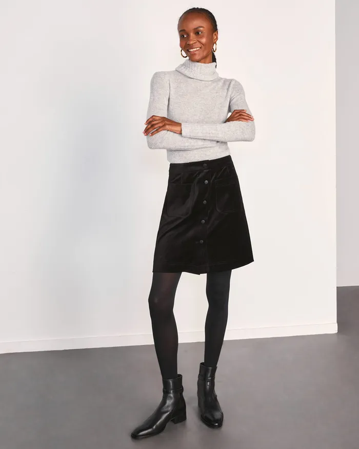 Jigsaw Skirts Women Velvet Mini Skirt Black
