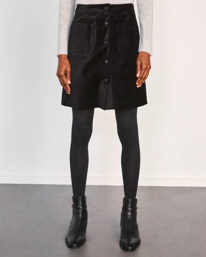 Jigsaw Skirts Women Velvet Mini Skirt Black