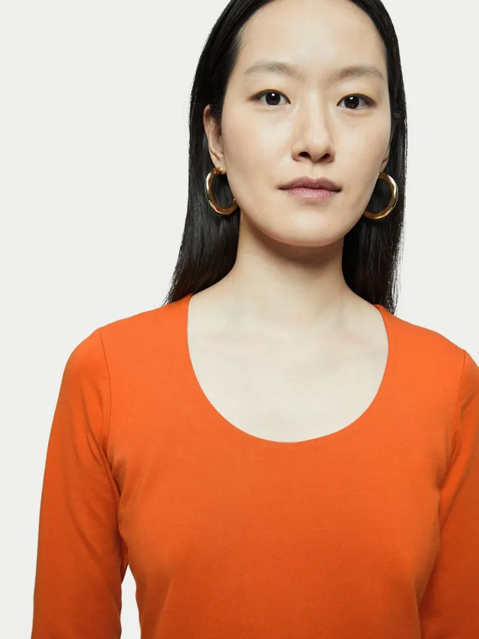 Jigsaw Tshirts Women Double Front Scoop Tee Orange