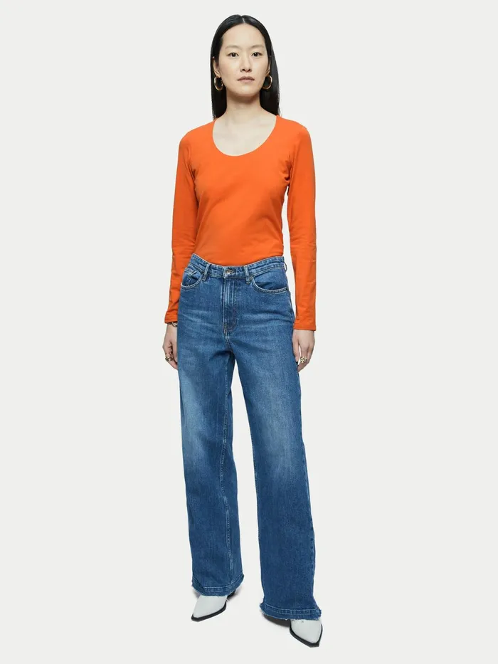 Jigsaw Tshirts Women Double Front Scoop Tee Orange
