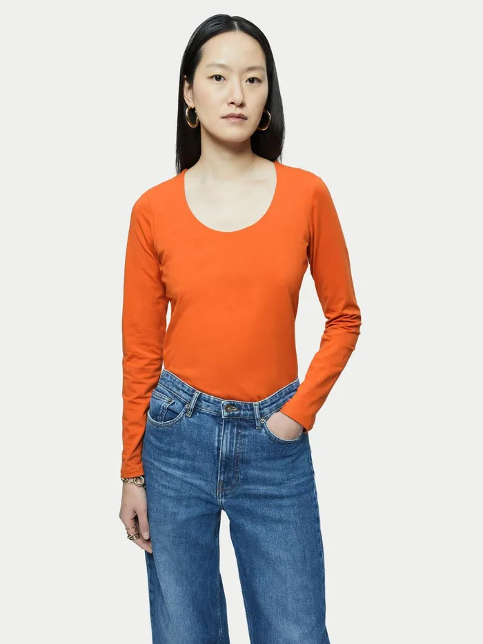 Jigsaw Tshirts Women Double Front Scoop Tee Orange
