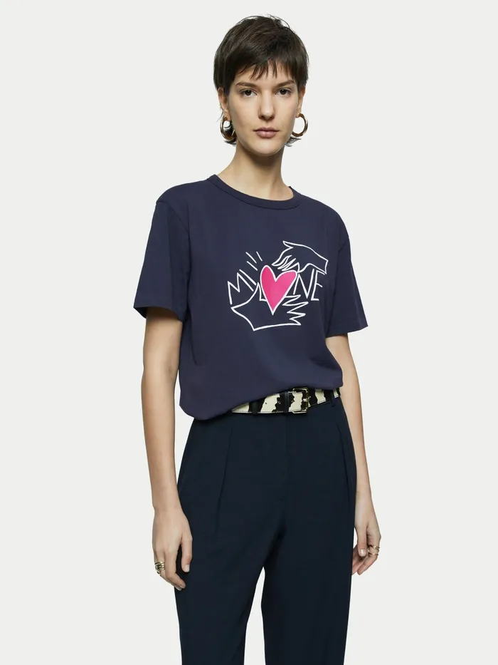 Jigsaw Tshirts Women Mine Printed Tee Blue