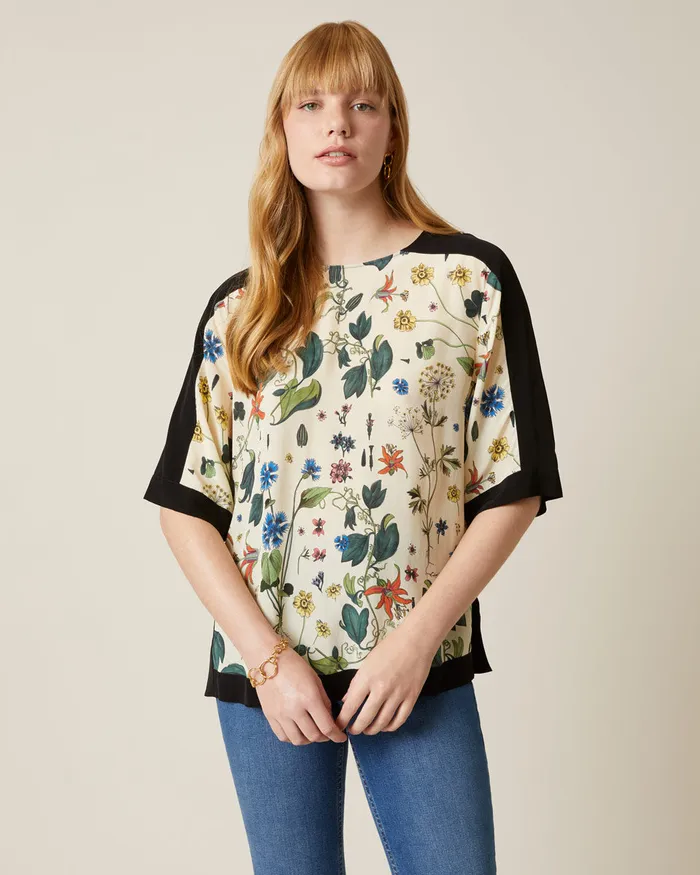 Jigsaw Tops Women Chinoiserie Floral Top Cream