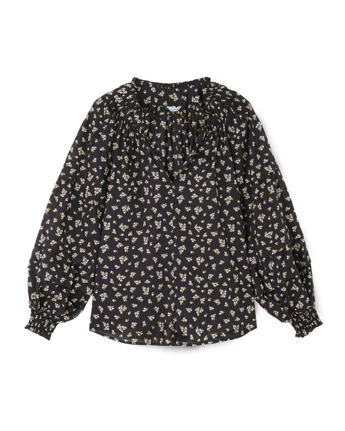 Jigsaw Tops Women Highland Floral Pleat Top Black