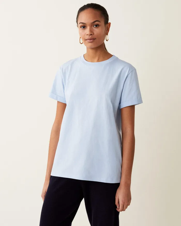 Jigsaw Tops Women Hove Cotton Boyfriend Tee Blue