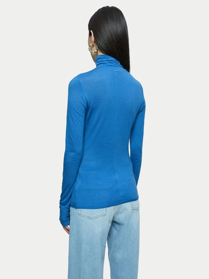 Jigsaw Tops Women Lyocell Wool Polo Neck Blue