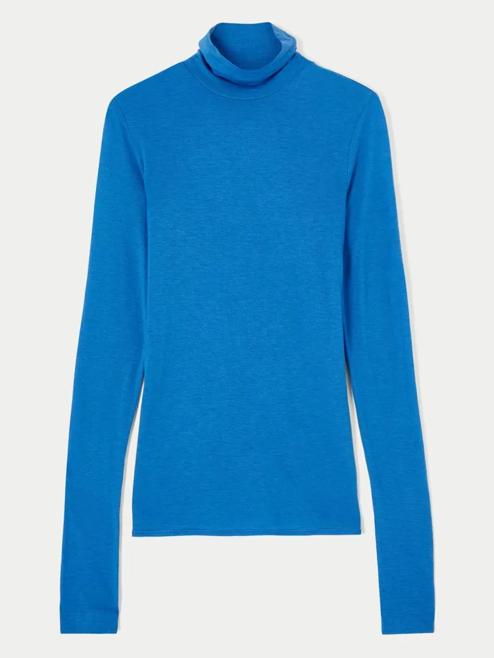 Jigsaw Tops Women Lyocell Wool Polo Neck Blue