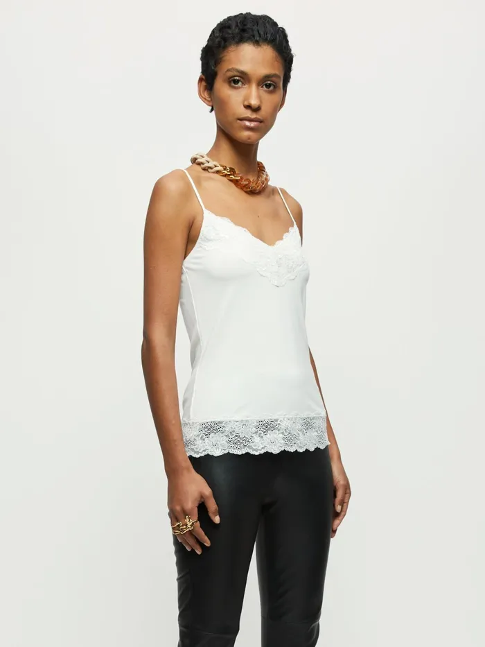 Jigsaw Tops Women Modal Lace Vest White