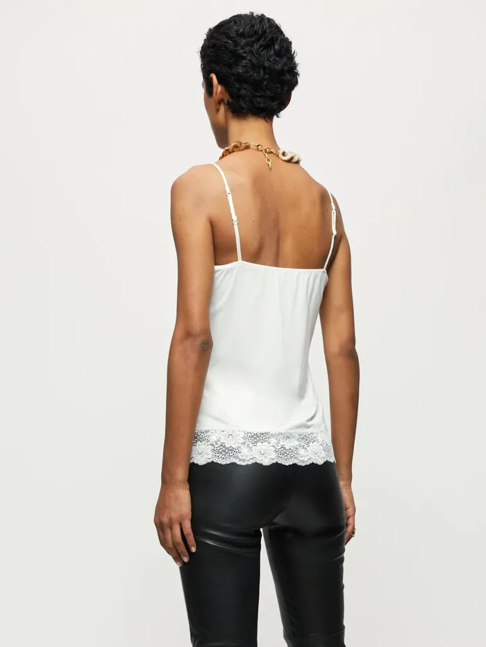 Jigsaw Tops Women Modal Lace Vest White