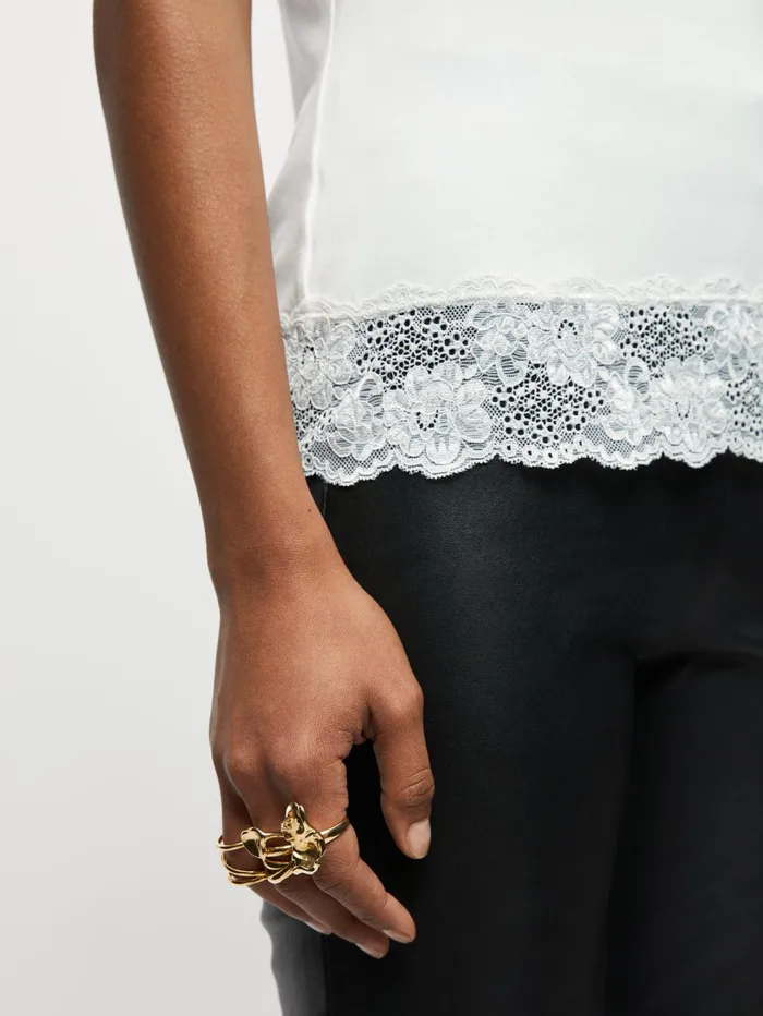 Jigsaw Tops Women Modal Lace Vest White