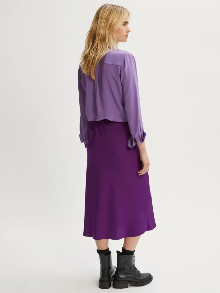 Jigsaw Tops Women Silk Long Sleeve Shirt Purple