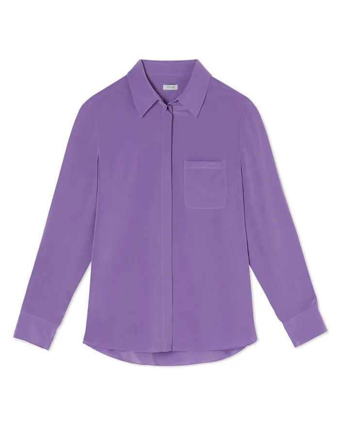 Jigsaw Tops Women Silk Long Sleeve Shirt Purple
