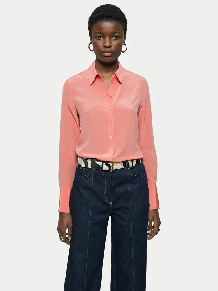 Jigsaw Tops Women Silk Stitched Shirt Pink