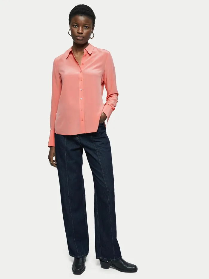 Jigsaw Tops Women Silk Stitched Shirt Pink