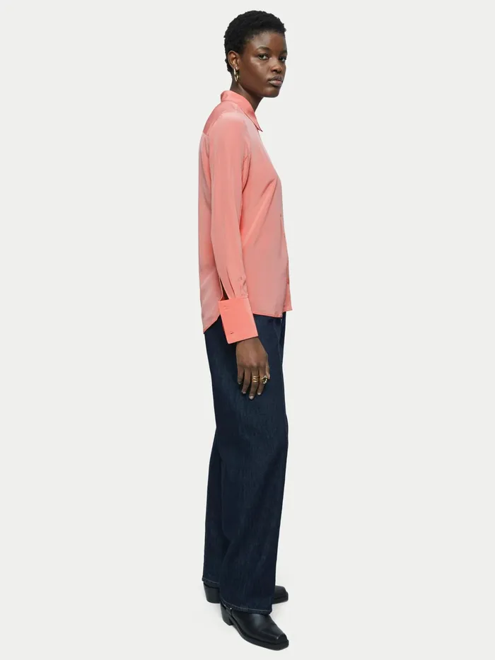 Jigsaw Tops Women Silk Stitched Shirt Pink
