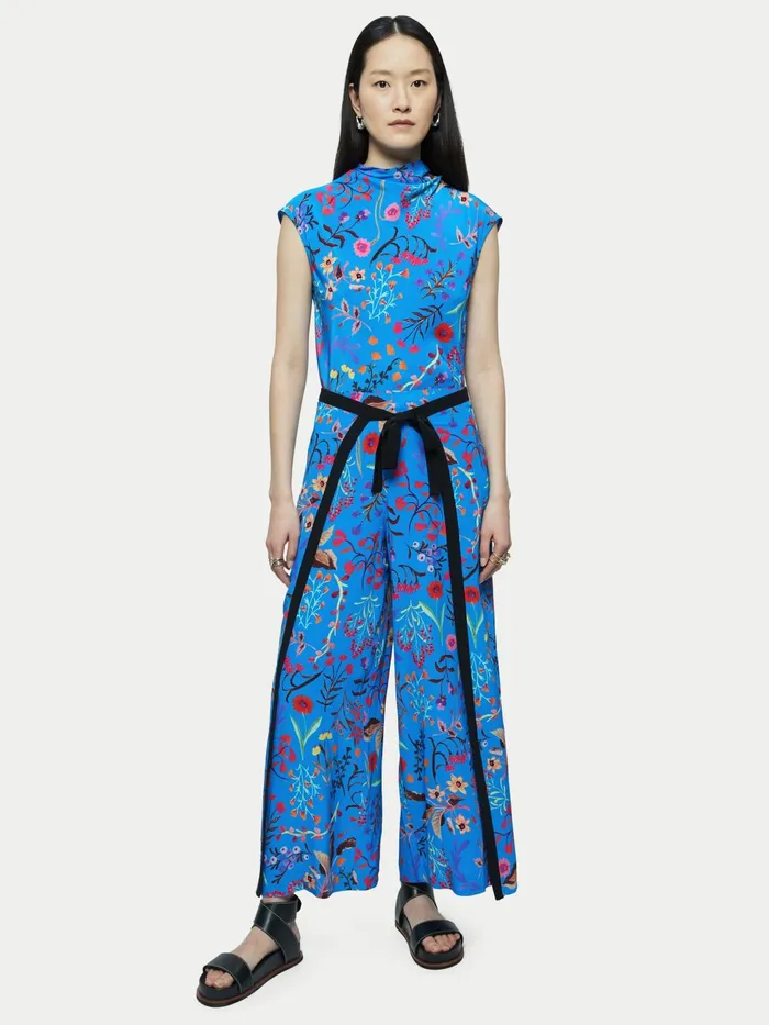 Jigsaw Tops Women Vivid Floral Draped Top Blue