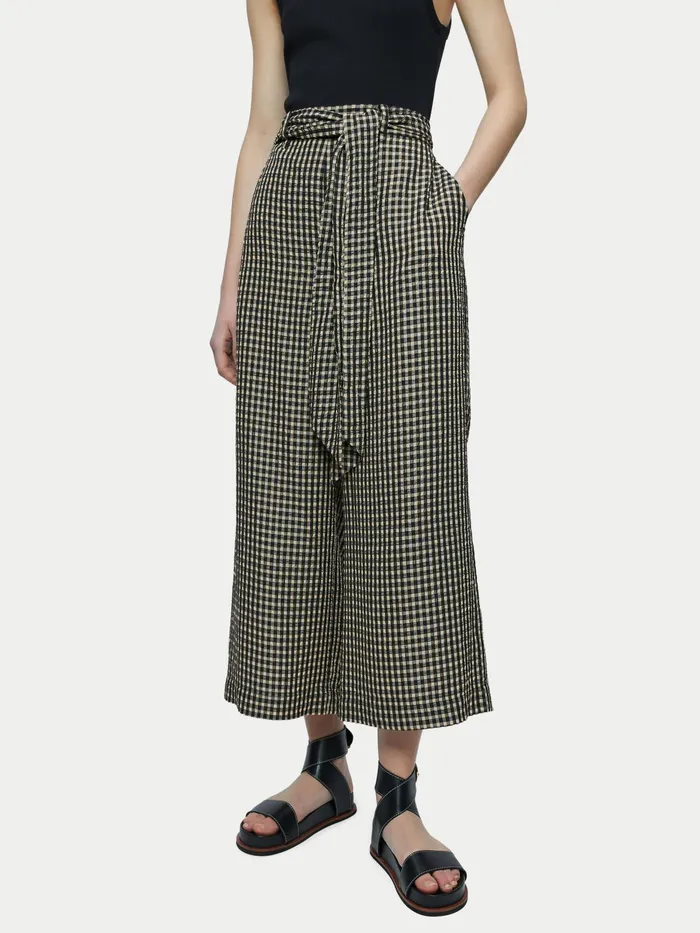Jigsaw Trousers Women Gingham Seersucker Trouser Black