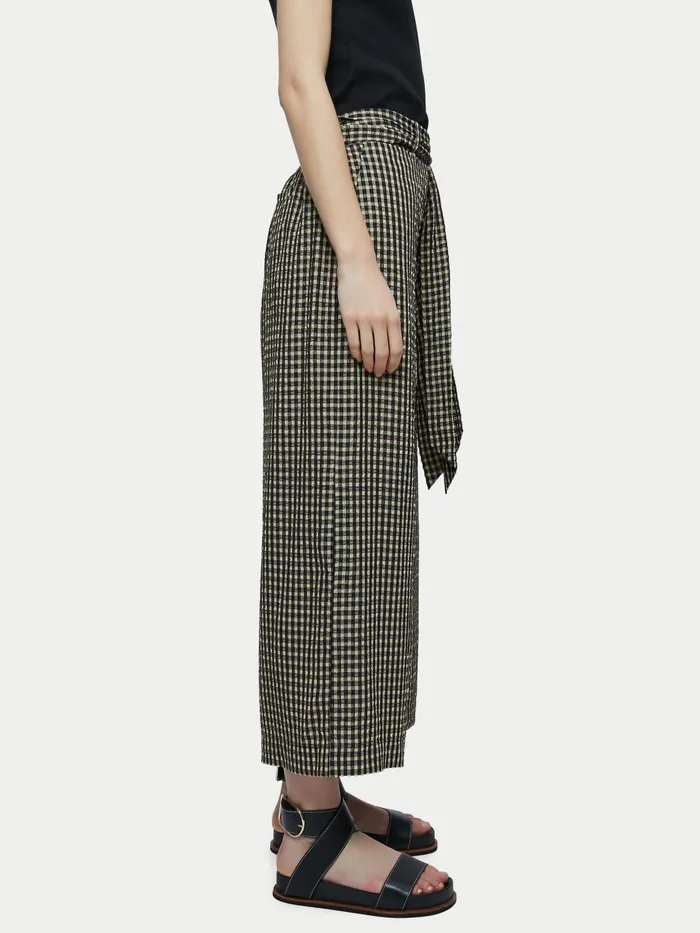 Jigsaw Trousers Women Gingham Seersucker Trouser Black