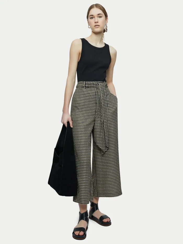 Jigsaw Trousers Women Gingham Seersucker Trouser Black