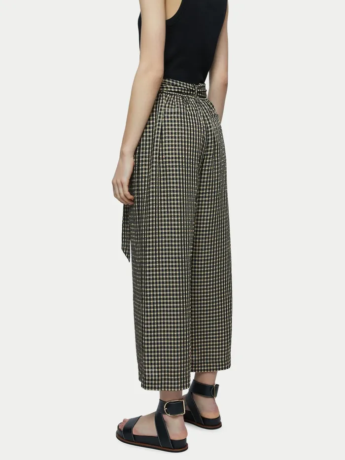 Jigsaw Trousers Women Gingham Seersucker Trouser Black