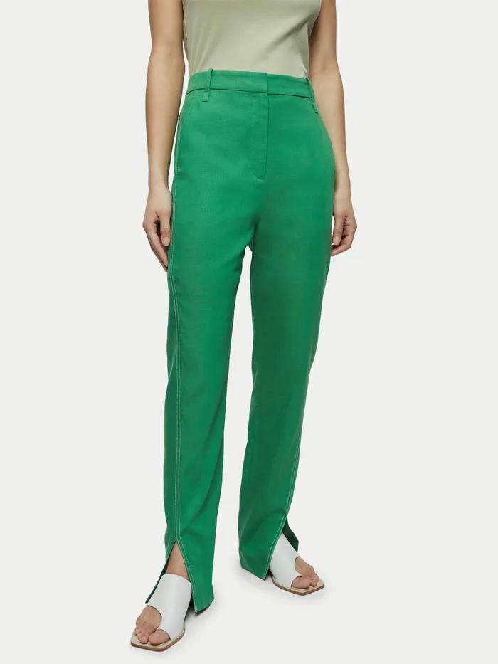 Jigsaw Trousers Women Lyocell Cotton Jagger Trouser Green