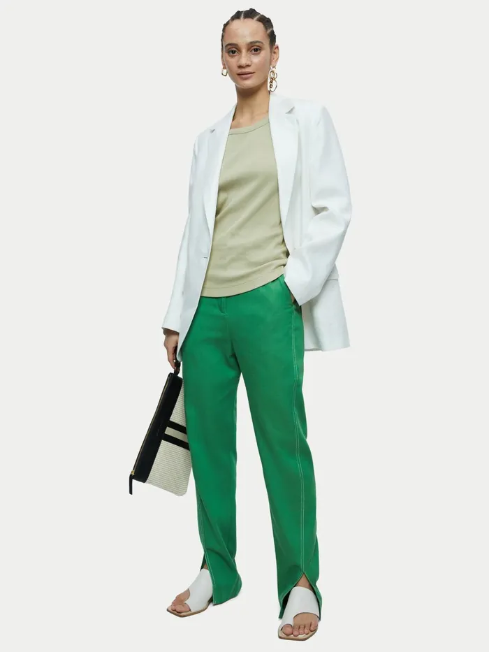 Jigsaw Trousers Women Lyocell Cotton Jagger Trouser Green