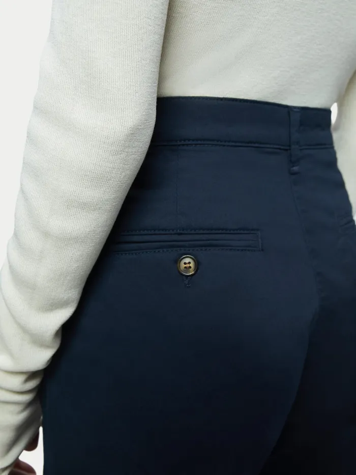 Jigsaw Trousers Women Tyne Cropped Wide Leg Chino Blue