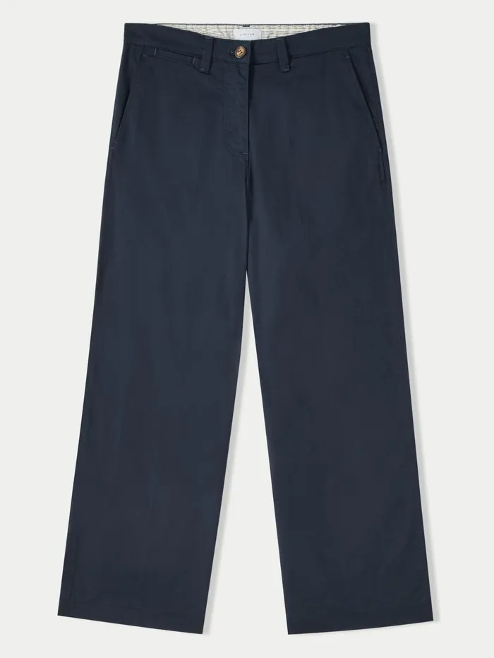 Jigsaw Trousers Women Tyne Cropped Wide Leg Chino Blue