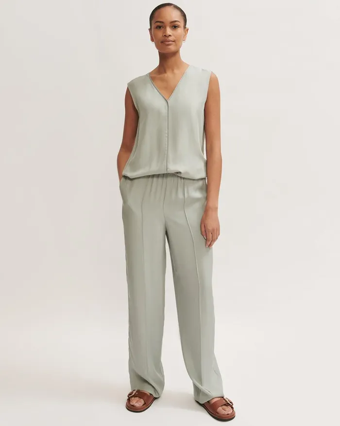 Jigsaw Trousers Women Viscose Twill Fluid Trouser Green